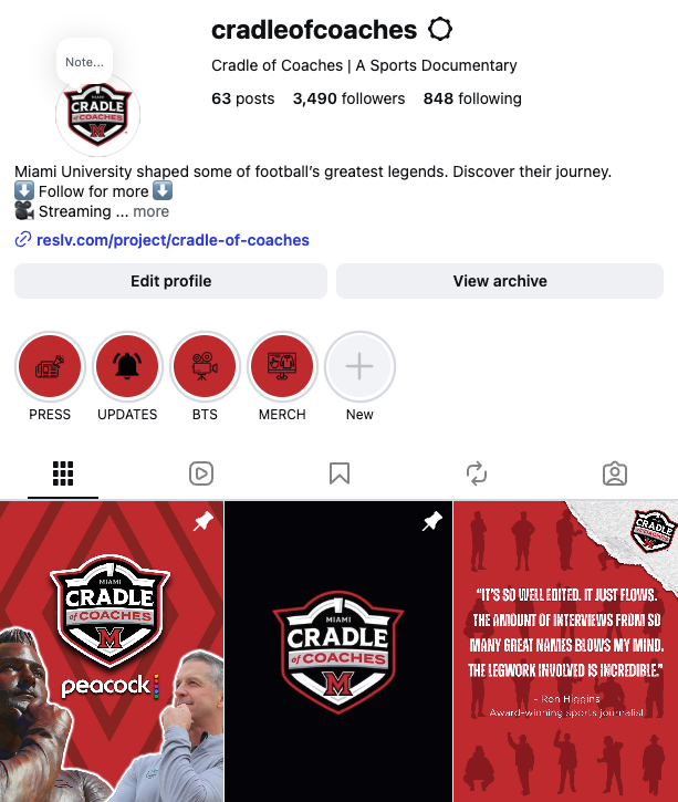 Cradle of Coaches Instagram Grid